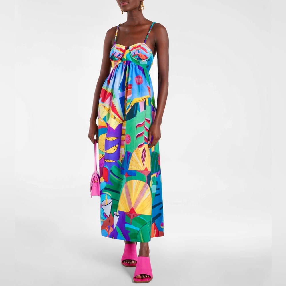 🌺🎉HP🎉🌺 NWT Farm Rio Tropical Scenario Maxi Dress - Picture 13 of 16